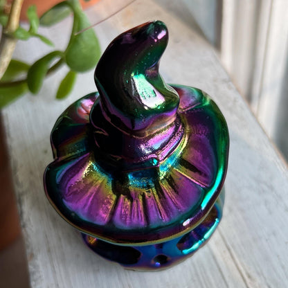 Rainbow Aura Obsidian Witch Pumpkin