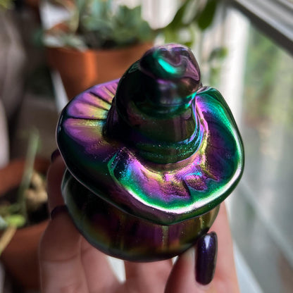 Rainbow Aura Obsidian Witch Pumpkin