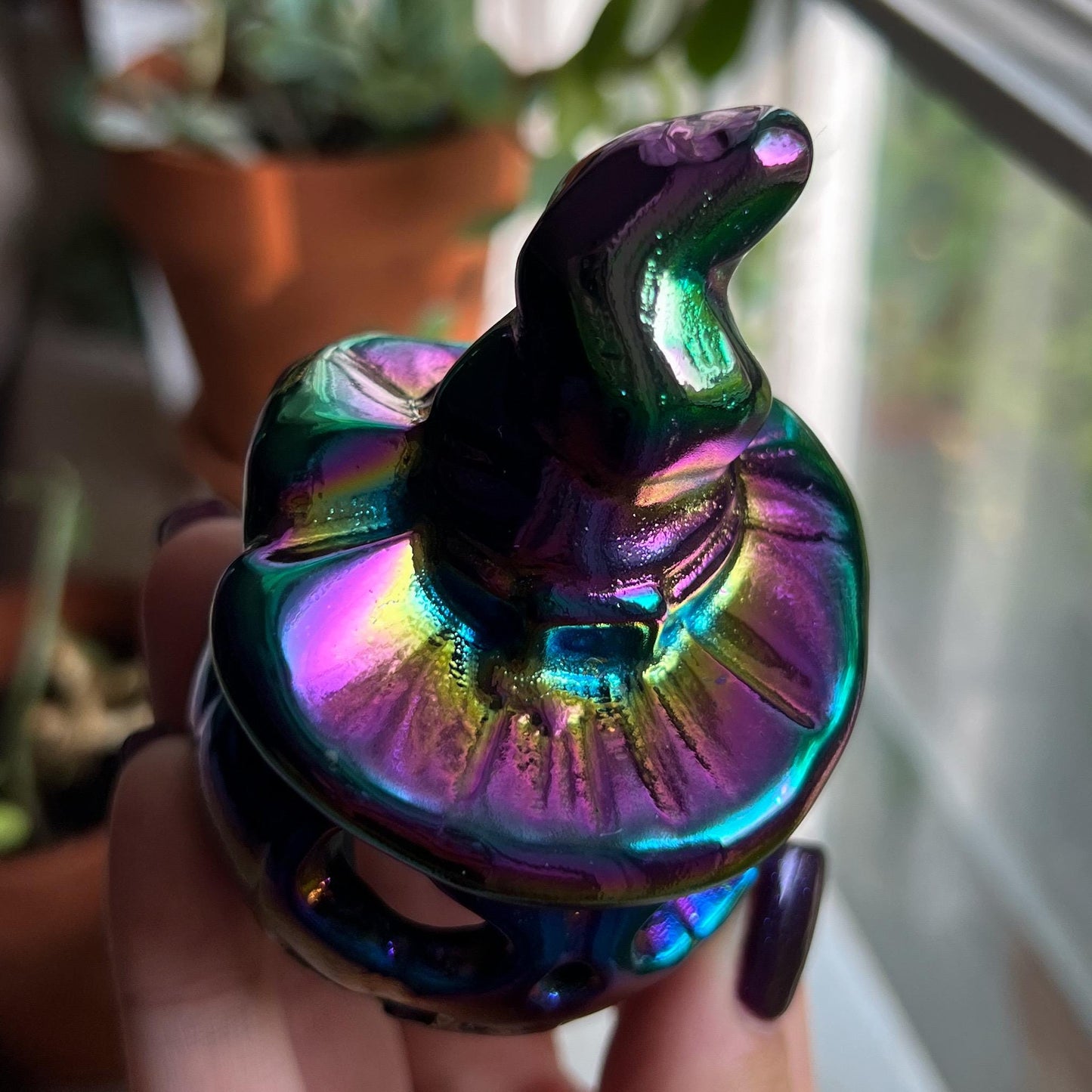 Rainbow Aura Obsidian Witch Pumpkin