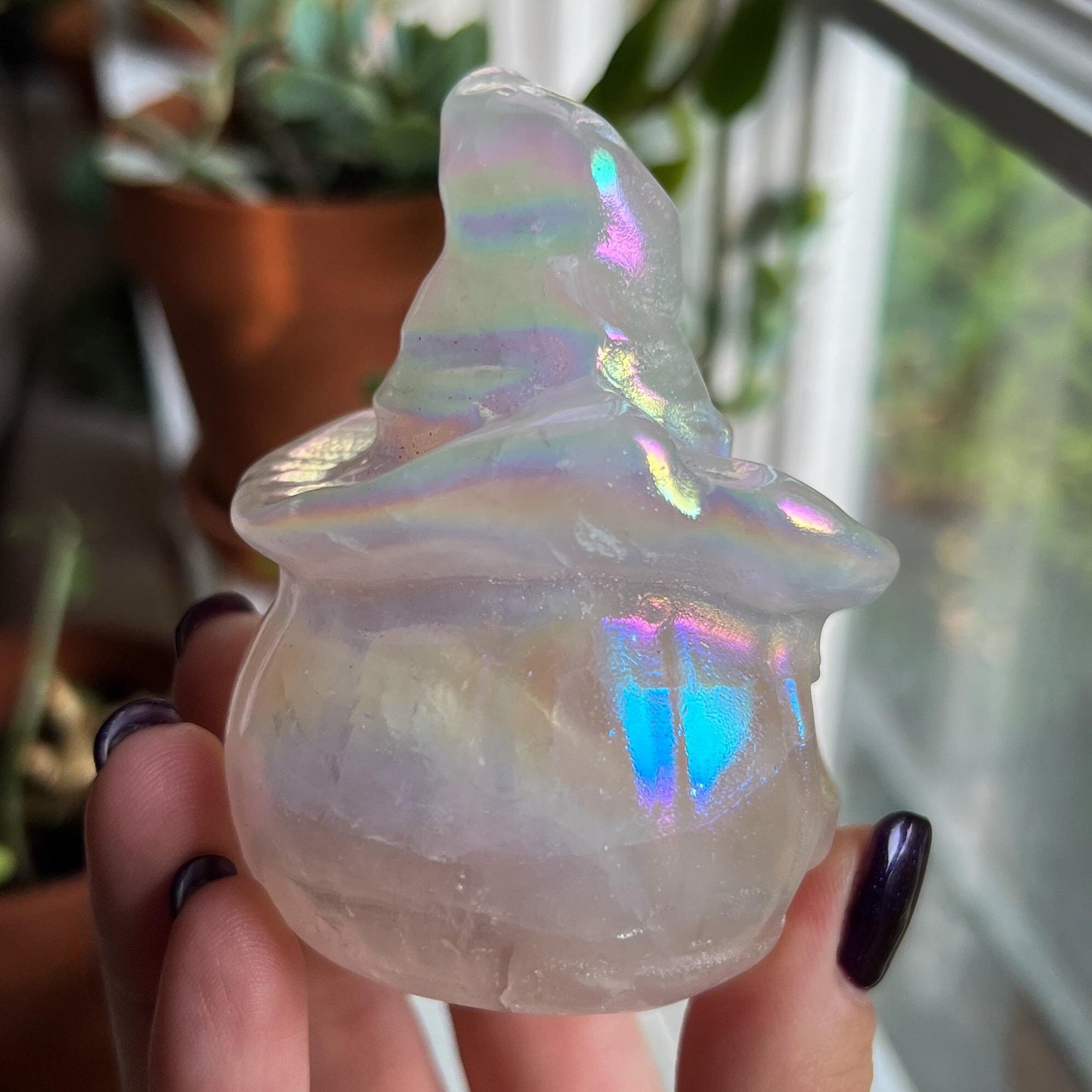 Rainbow Rose Quartz Witch Pumpkin
