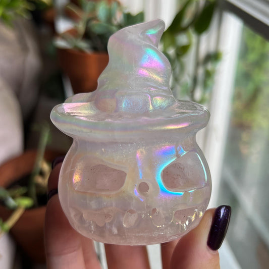 Rainbow Rose Quartz Witch Pumpkin