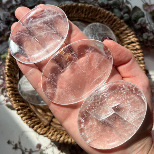 Selenite Palm Stones