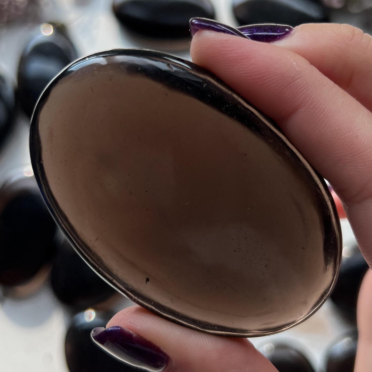 Smoky Obsidian Palm Stones