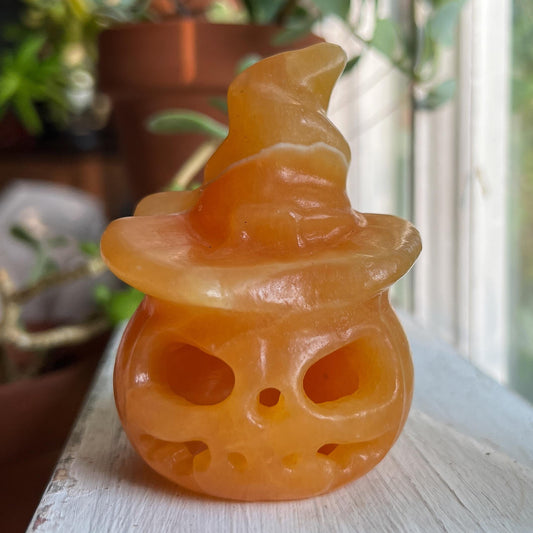 Orange Calcite Witch Pumpkin