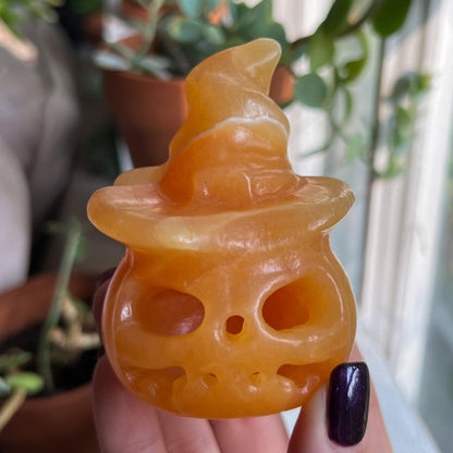 Orange Calcite Witch Pumpkin