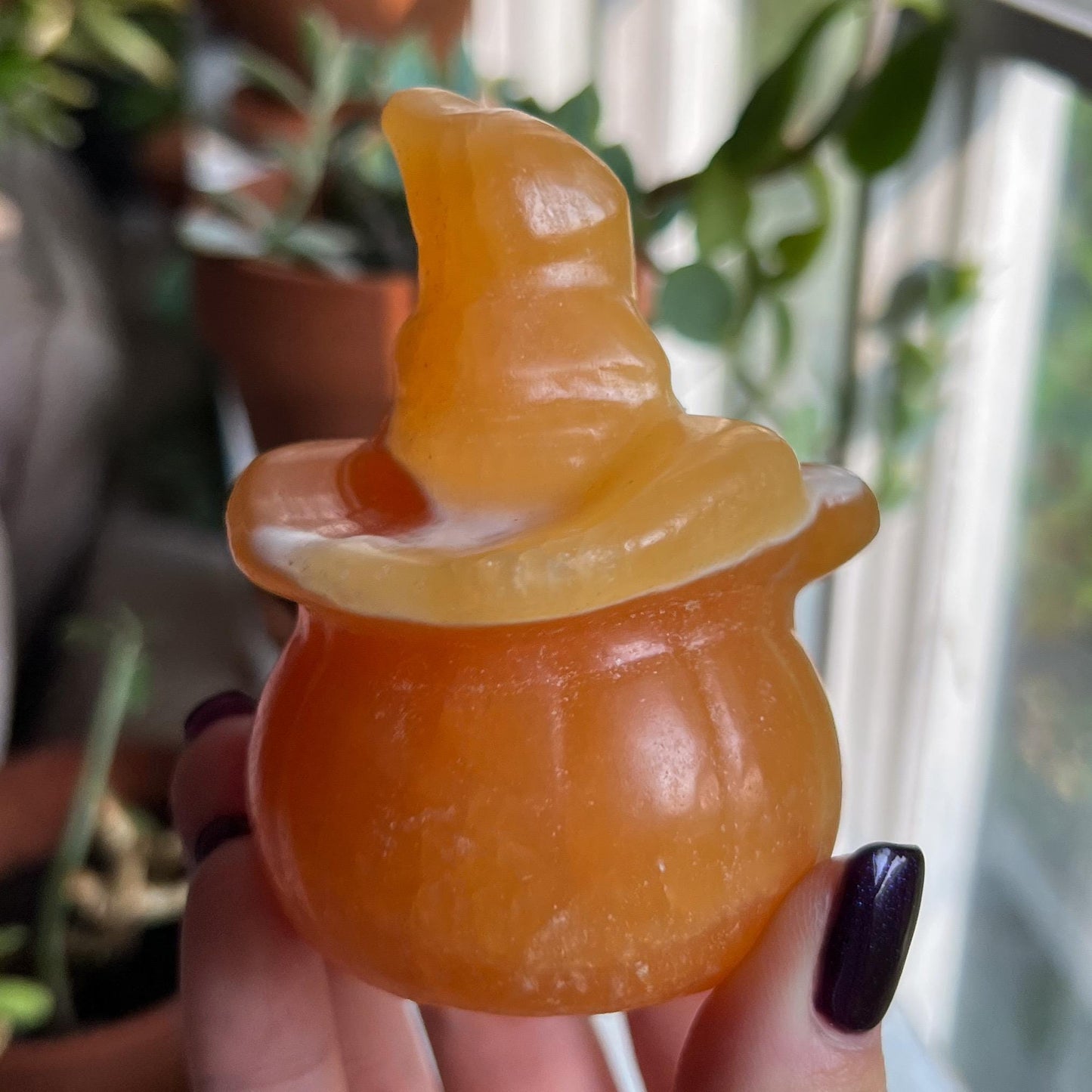 Orange Calcite Witch Pumpkin