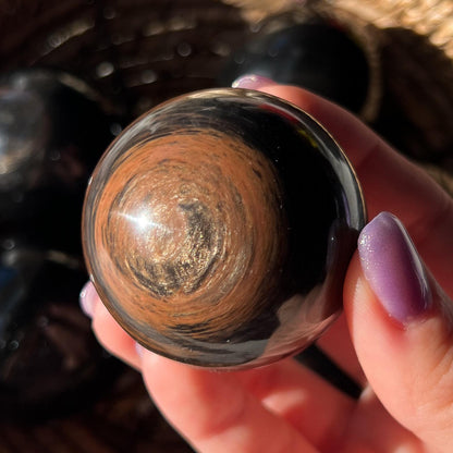 Copper Black Obsidian Sphere