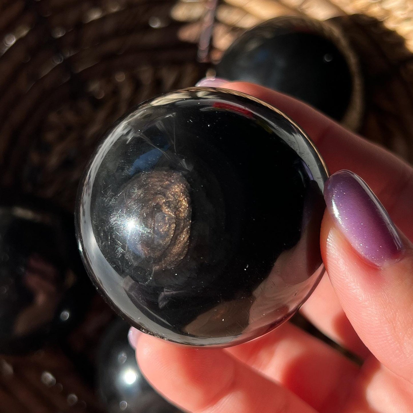 Copper Black Obsidian Sphere