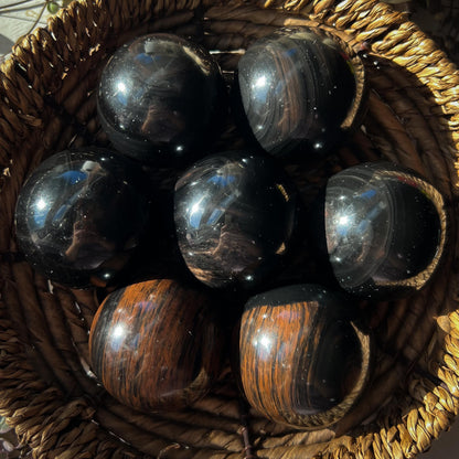 Copper Black Obsidian Sphere