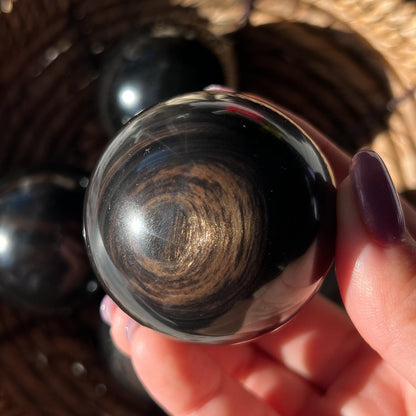 Copper Black Obsidian Sphere