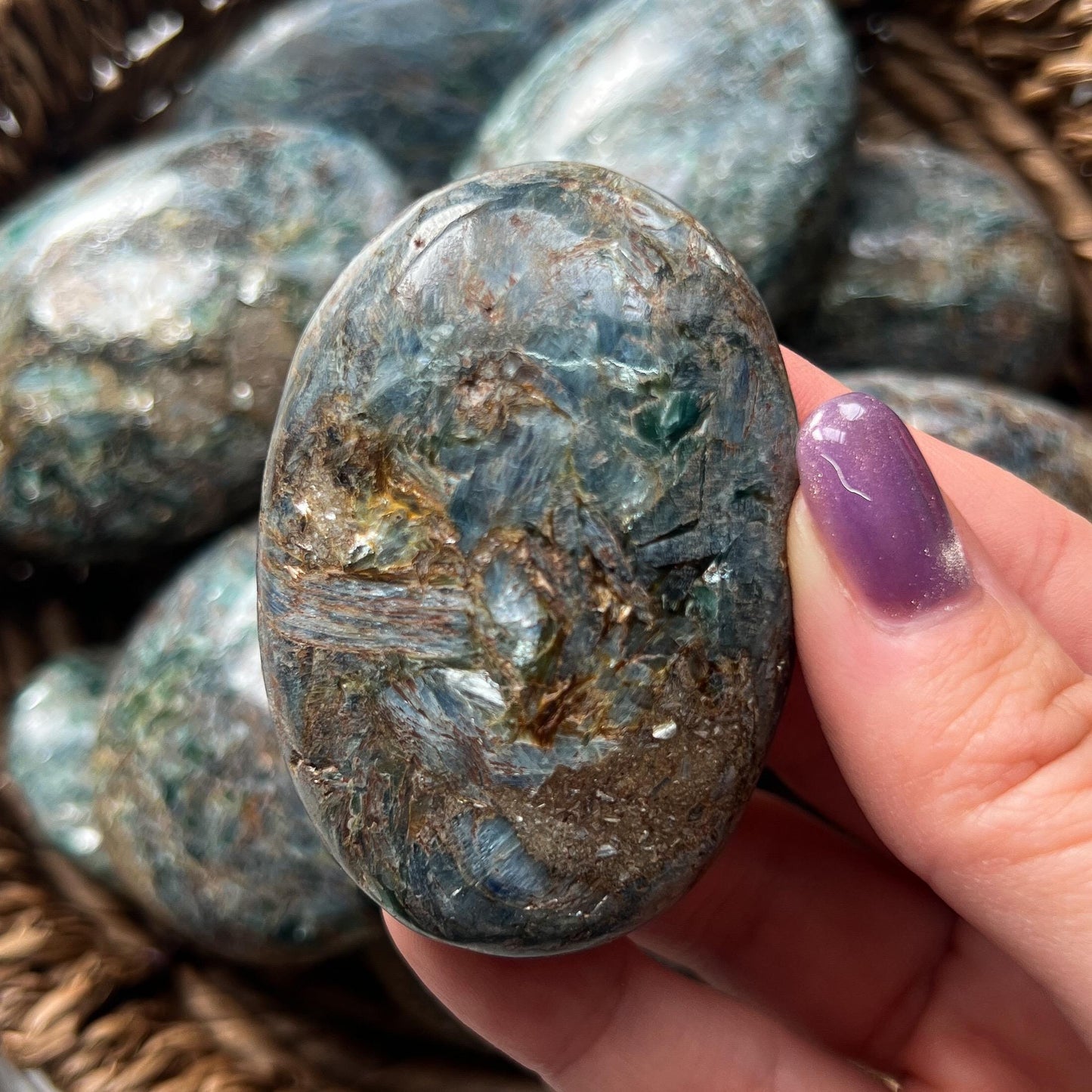 Blue Green Kyanite Palm Stone