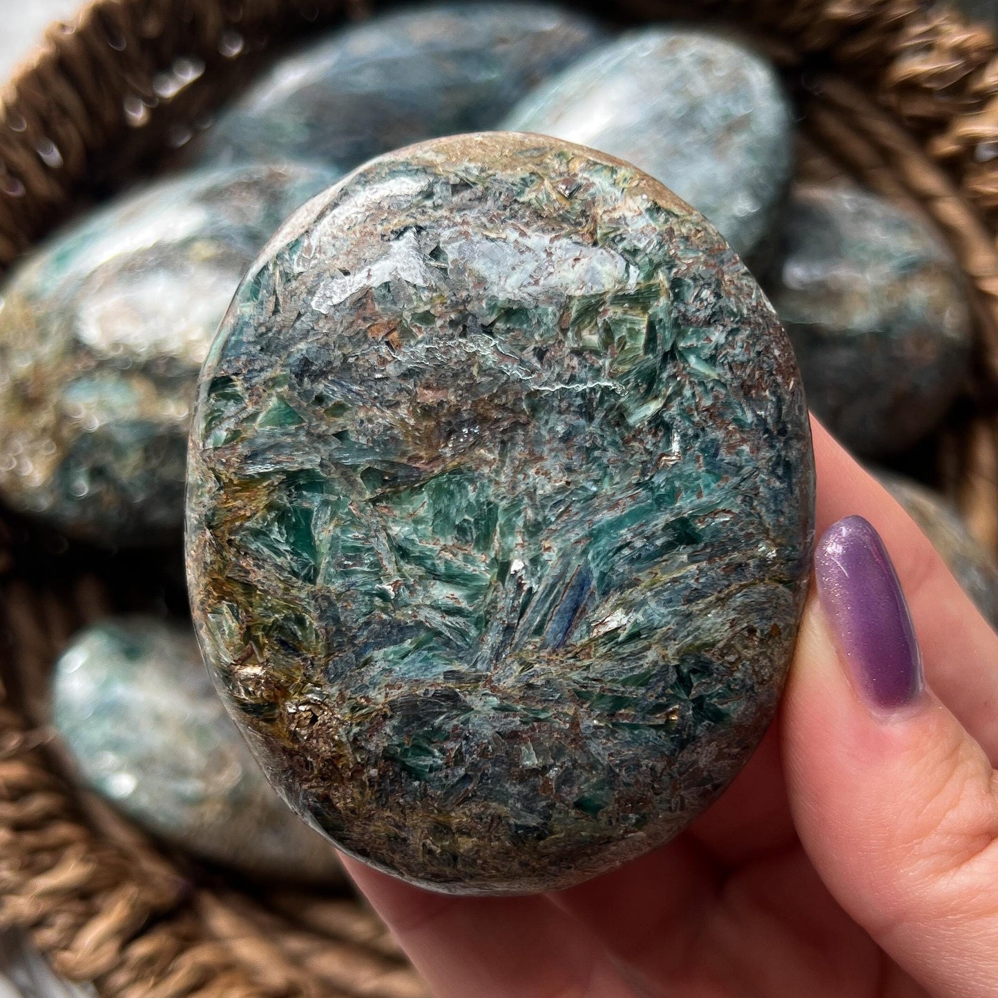 Blue Green Kyanite Palm Stone