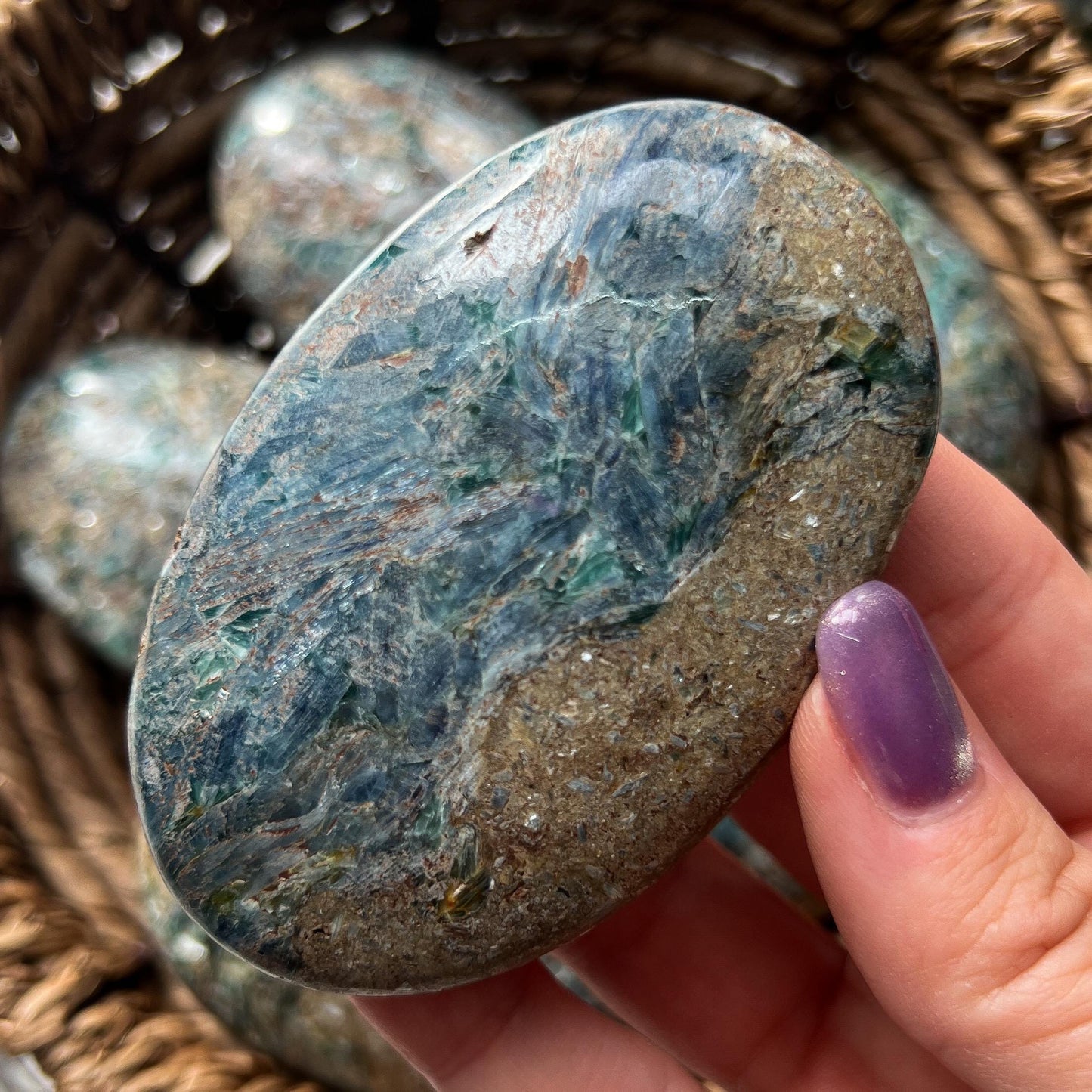 Blue Green Kyanite Palm Stone