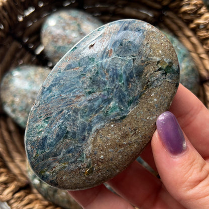 Blue Green Kyanite Palm Stone