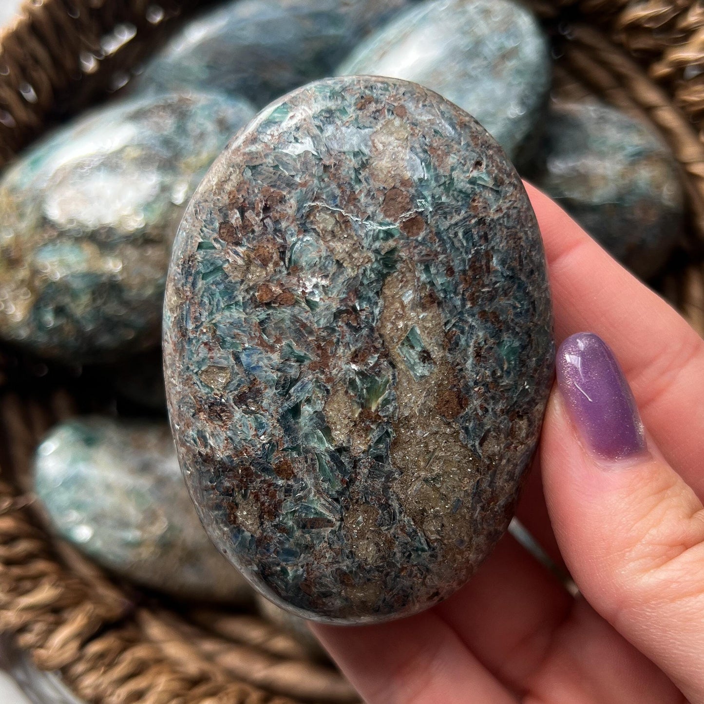 Blue Green Kyanite Palm Stone