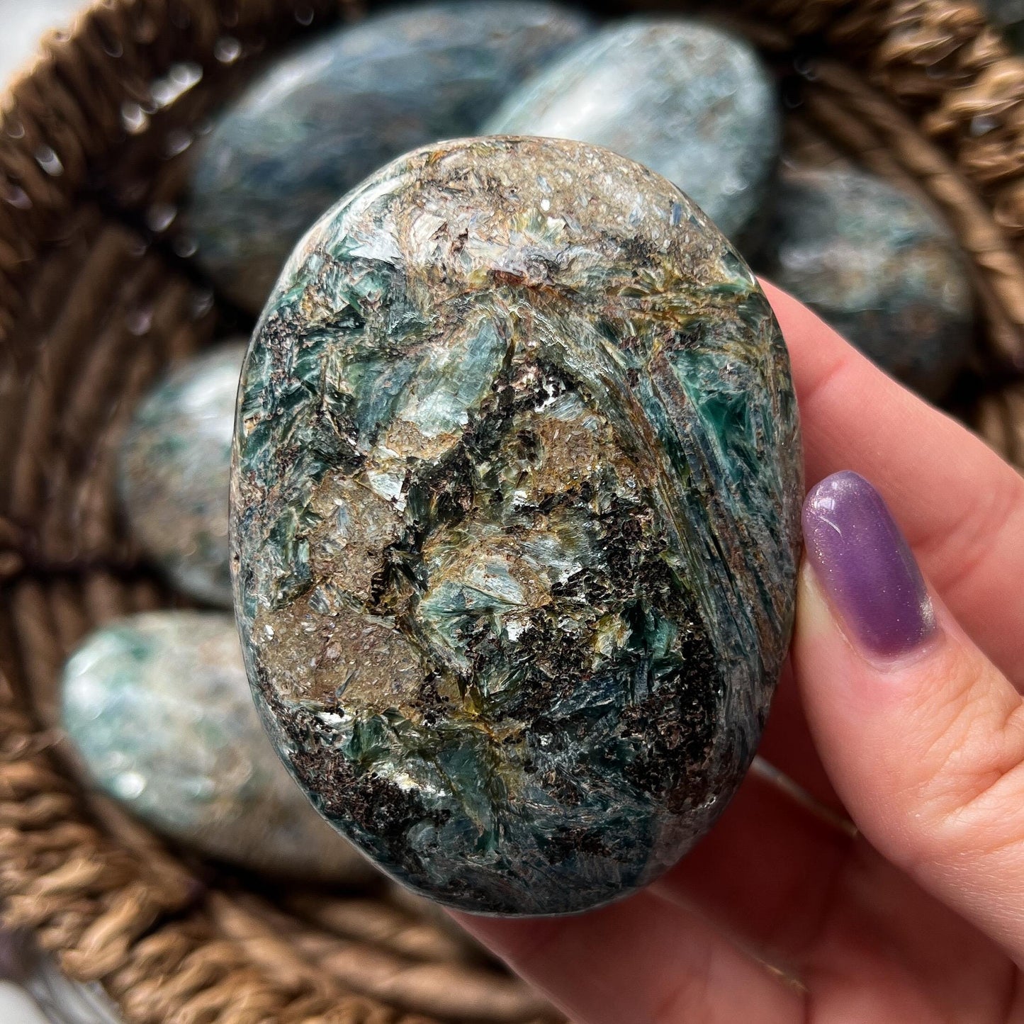 Blue Green Kyanite Palm Stone