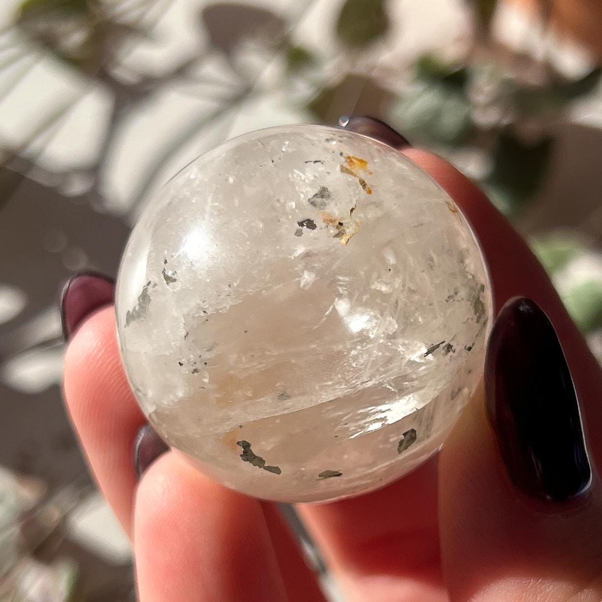 Pyrite in Golden Healer Quartz Sphere (34mm)