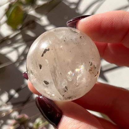 Pyrite in Golden Healer Quartz Sphere (34mm)