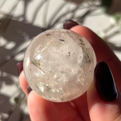 Pyrite in Golden Healer Quartz Sphere (34mm)
