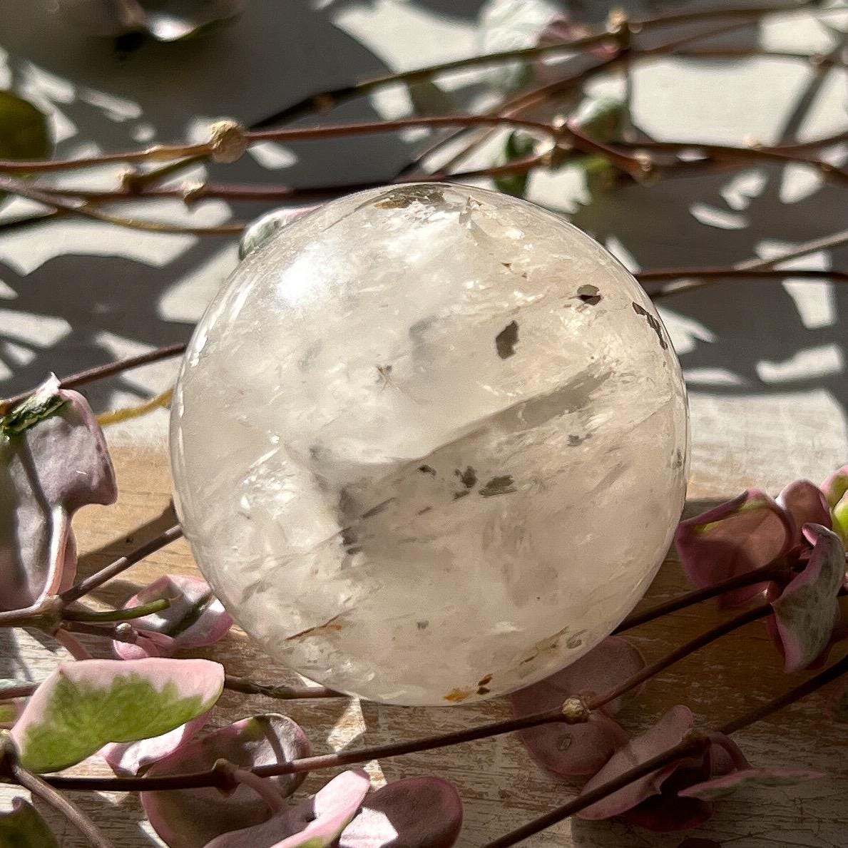 Pyrite in Golden Healer Quartz Sphere (34mm)