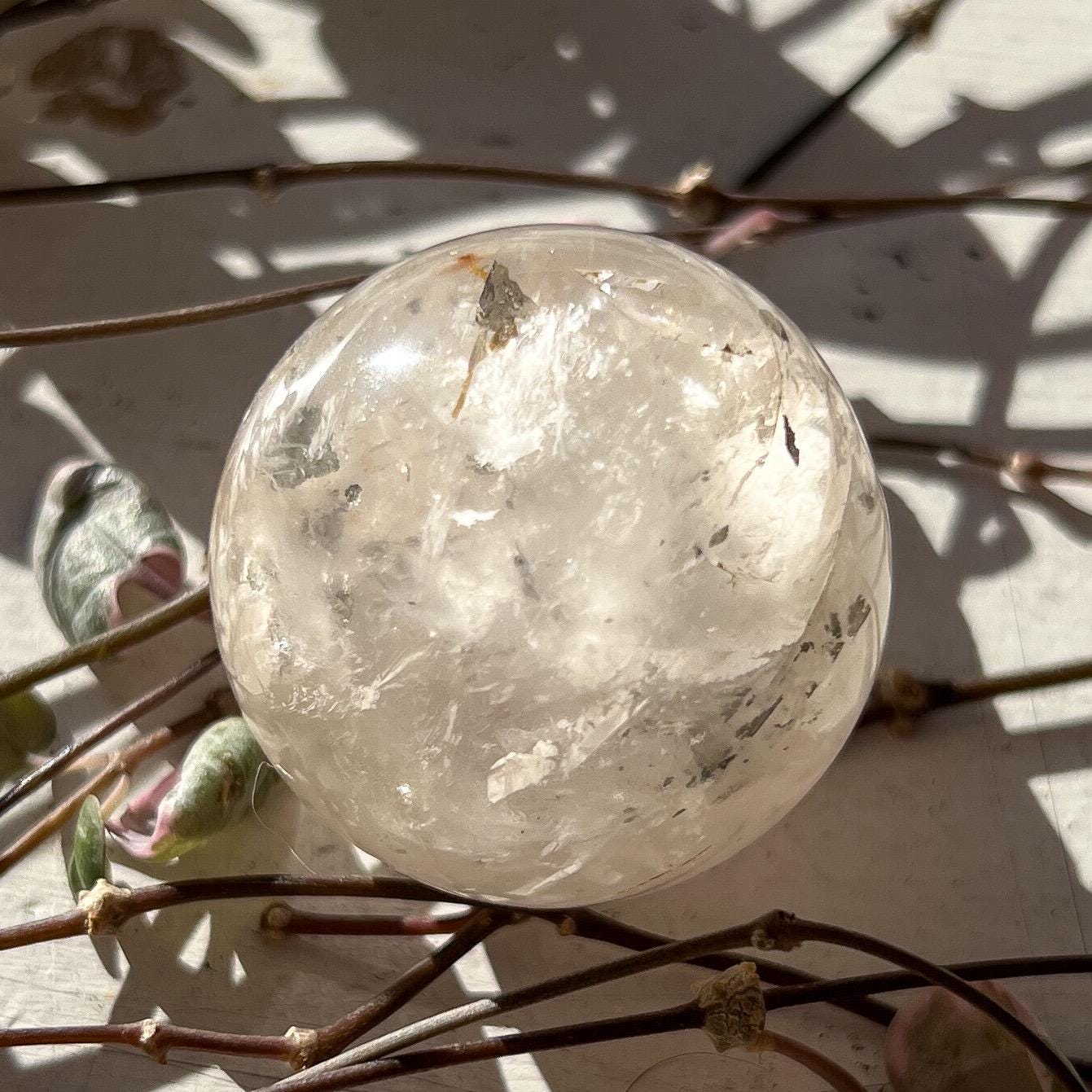 Pyrite in Golden Healer Quartz Sphere (34mm)