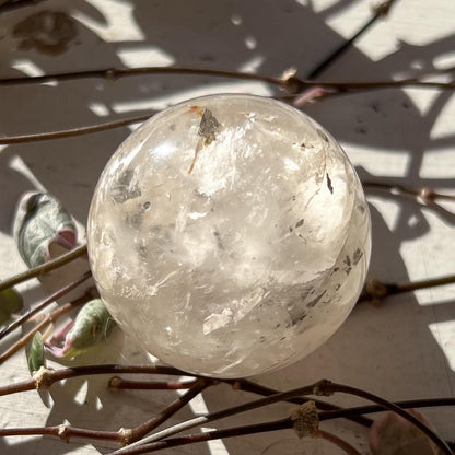 Pyrite in Golden Healer Quartz Sphere (34mm)