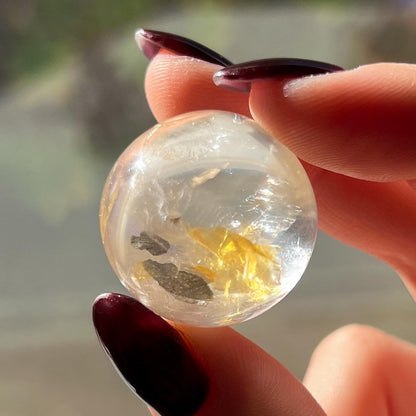 Pyrite Golden Healer Quartz Sphere