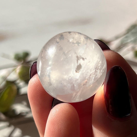 Pyrite in Girasol Quartz Sphere