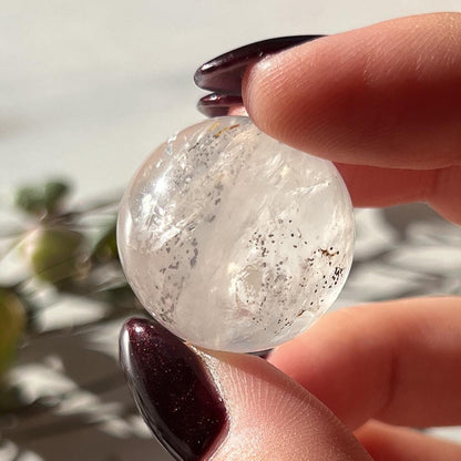 Pyrite in Girasol Quartz Sphere