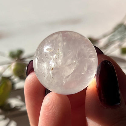 Pyrite in Girasol Quartz Sphere