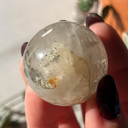 Pyrite in Golden Healer Quartz Sphere (35mm)