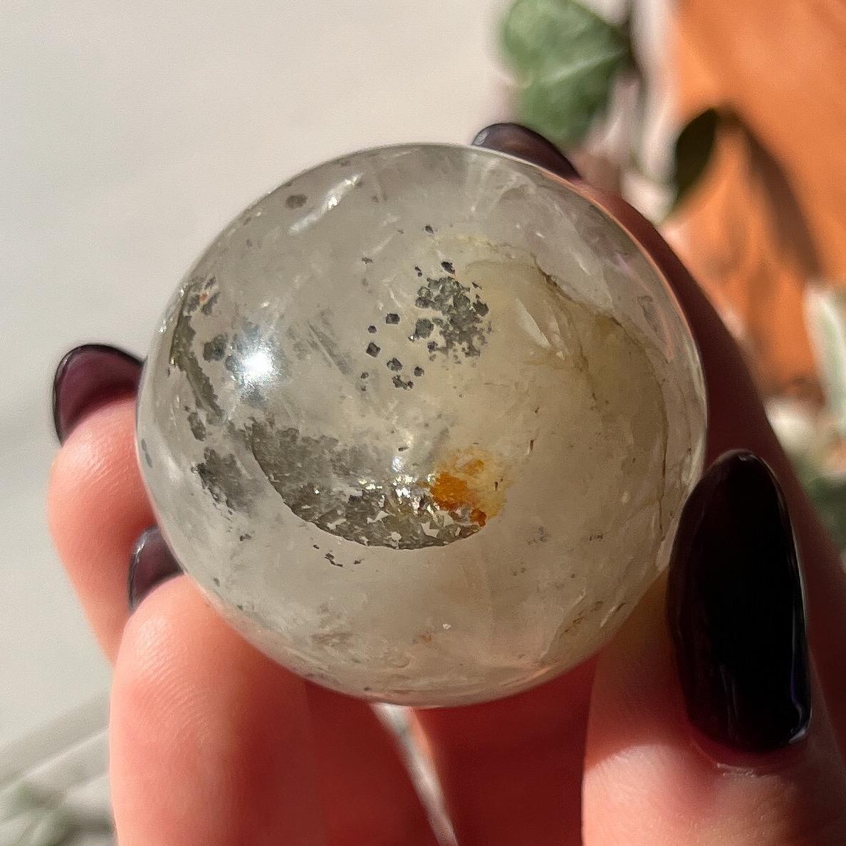 Pyrite in Golden Healer Quartz Sphere (35mm)