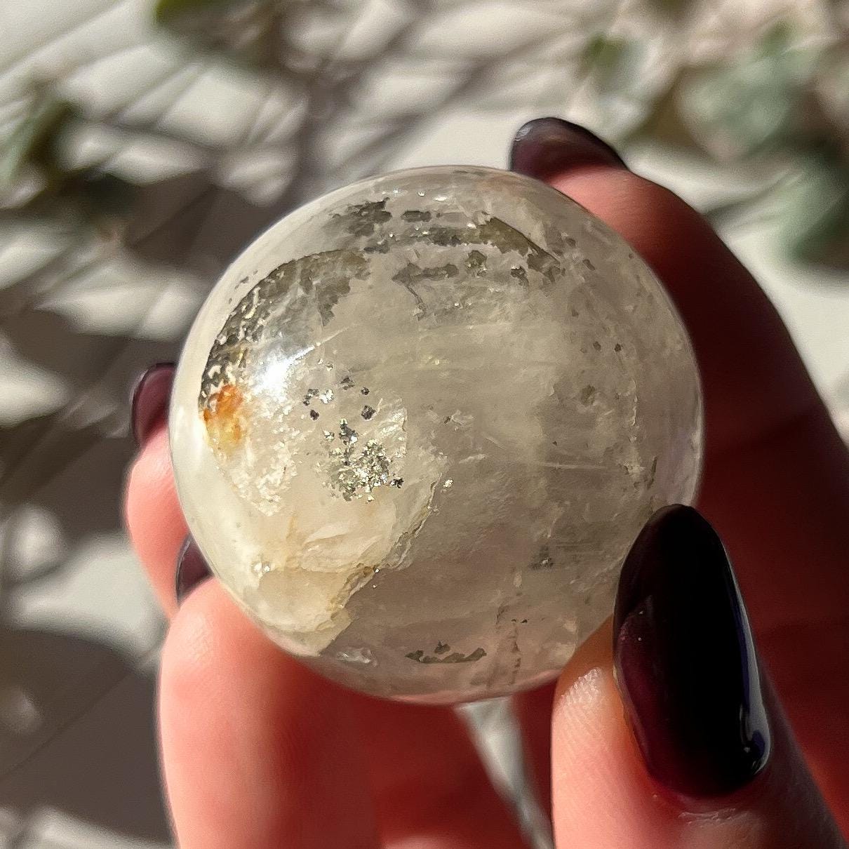 Pyrite in Golden Healer Quartz Sphere (35mm)