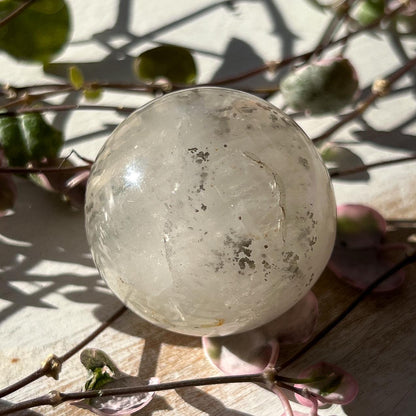 Pyrite in Golden Healer Quartz Sphere (35mm)