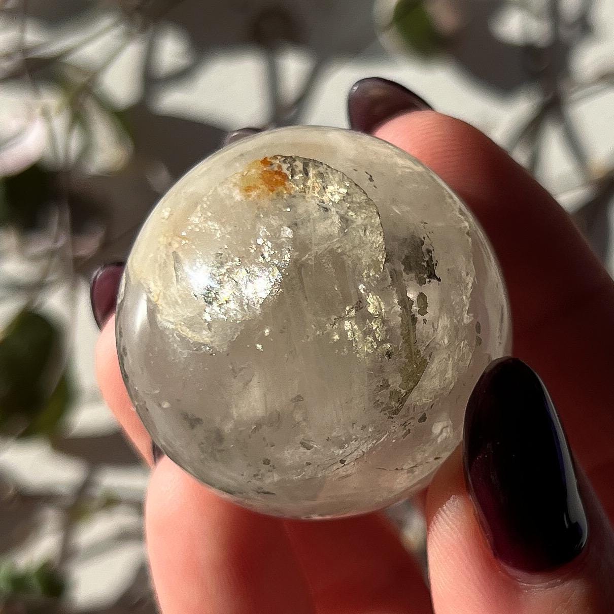 Pyrite in Golden Healer Quartz Sphere (35mm)