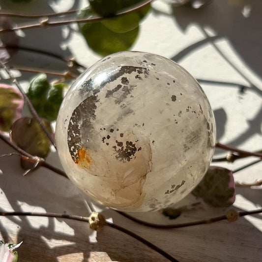 Pyrite in Golden Healer Quartz Sphere (35mm)