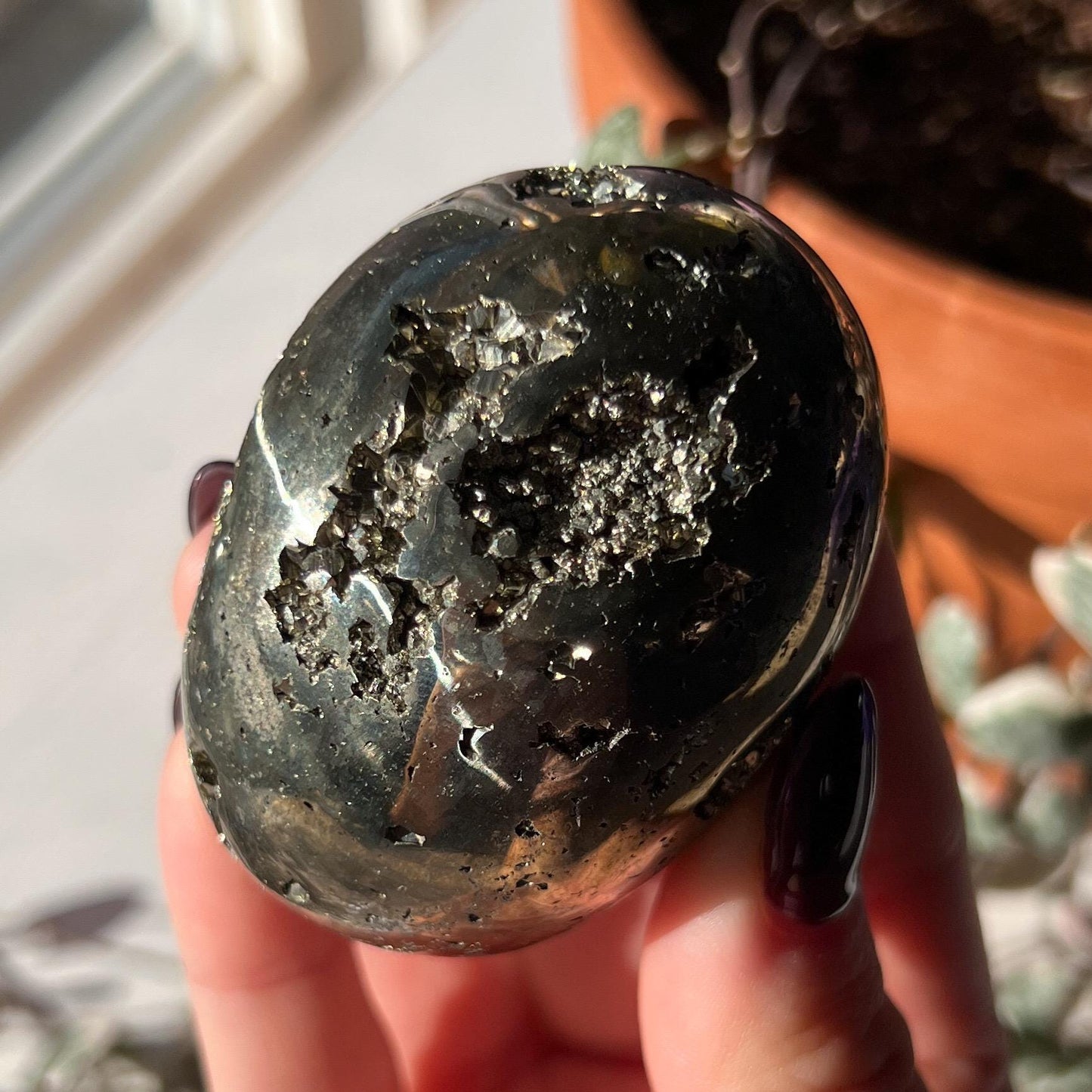 Pyrite Geode Palm Stone