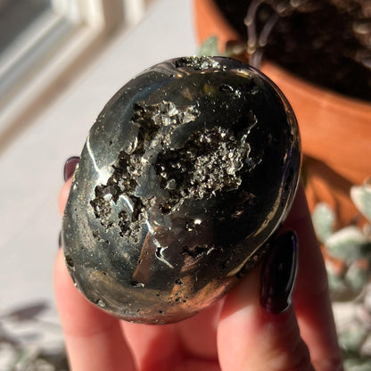 Pyrite Geode Palm Stone
