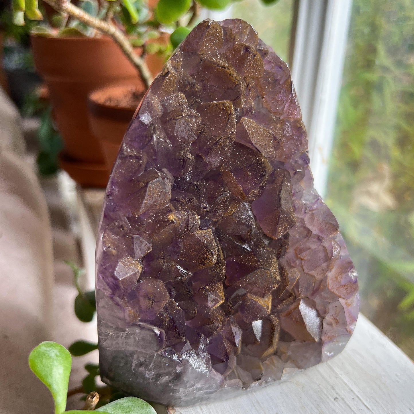 Sugar Druzy Amethyst Cathedral w/ Hematite