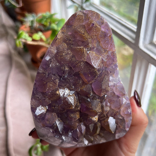 Sugar Druzy Amethyst Cathedral w/ Hematite