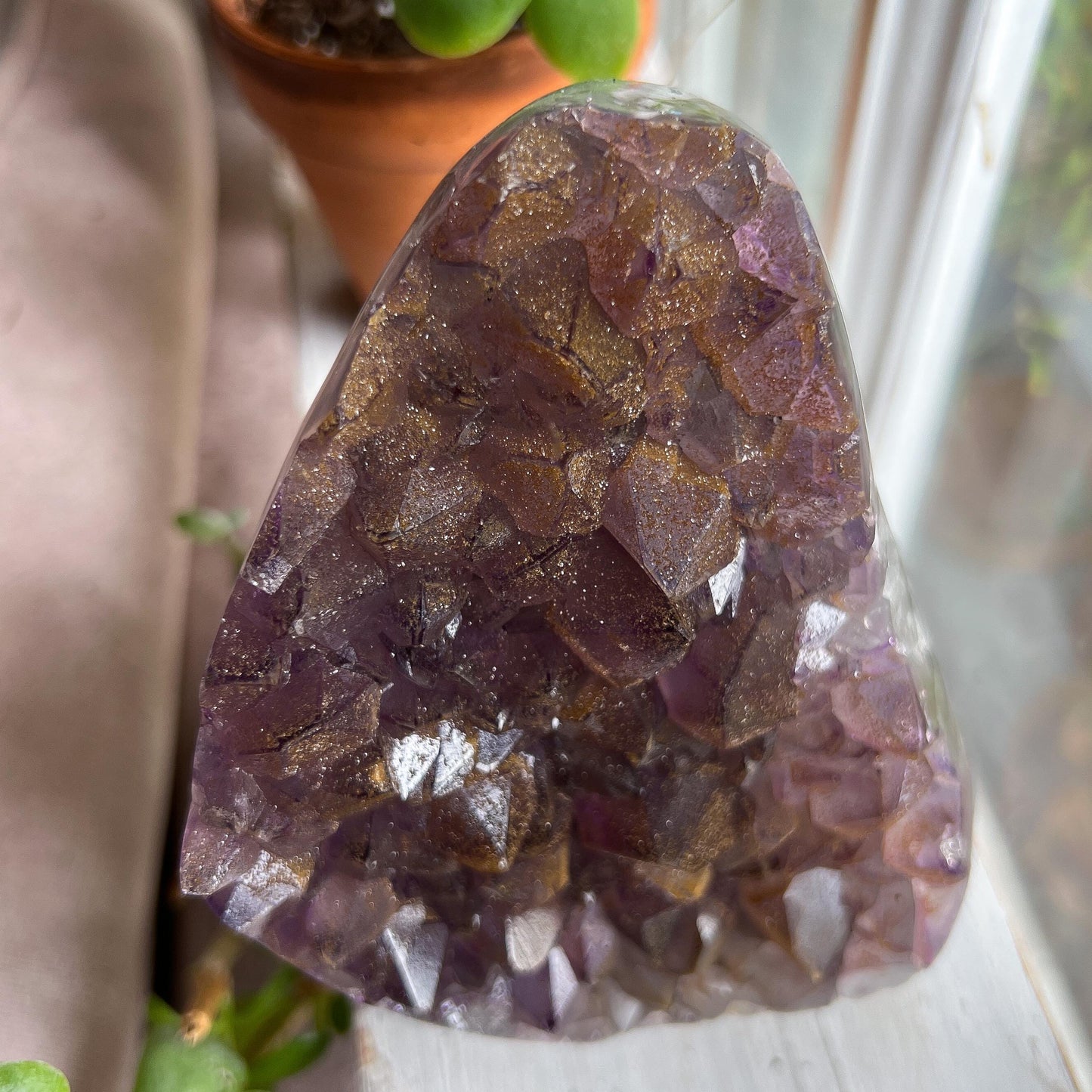 Sugar Druzy Amethyst Cathedral w/ Hematite