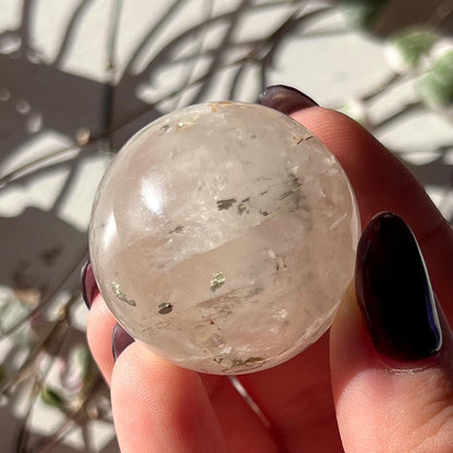 Pyrite in Golden Healer Quartz Sphere (34mm)