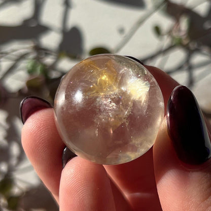 Pyrite Golden Healer Quartz Sphere