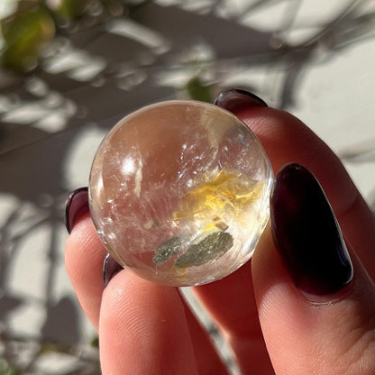 Pyrite Golden Healer Quartz Sphere