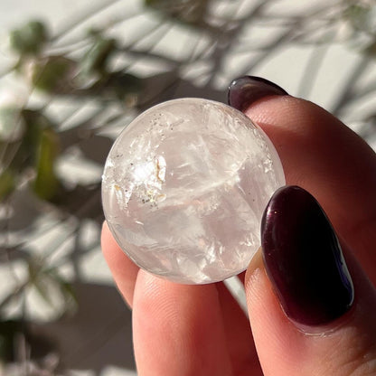Pyrite in Girasol Quartz Sphere