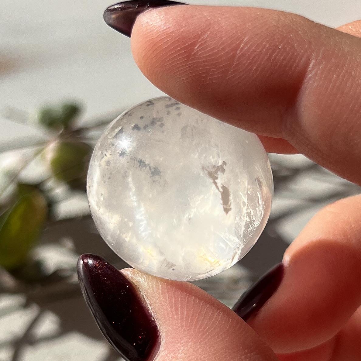 Pyrite in Girasol Quartz Sphere