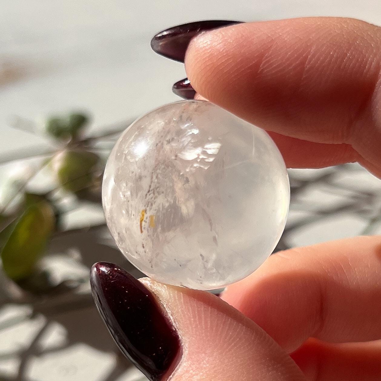 Pyrite in Girasol Quartz Sphere