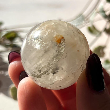 Pyrite in Golden Healer Quartz Sphere (35mm)