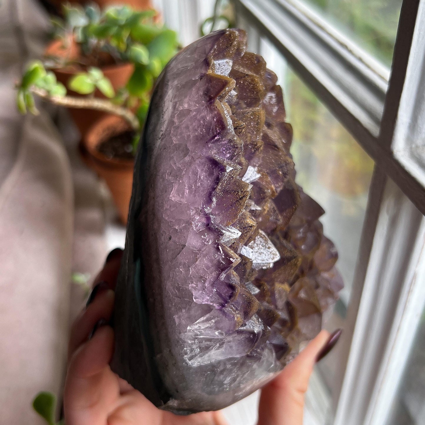 Sugar Druzy Amethyst Cathedral w/ Hematite