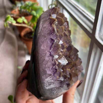 Sugar Druzy Amethyst Cathedral w/ Hematite